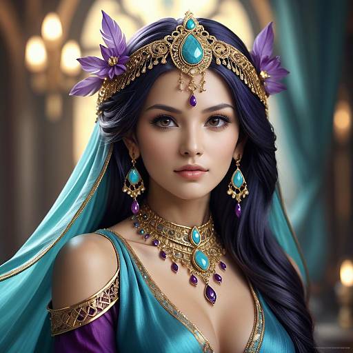 Turquoise and Gold Fantasy Jewelry Muse