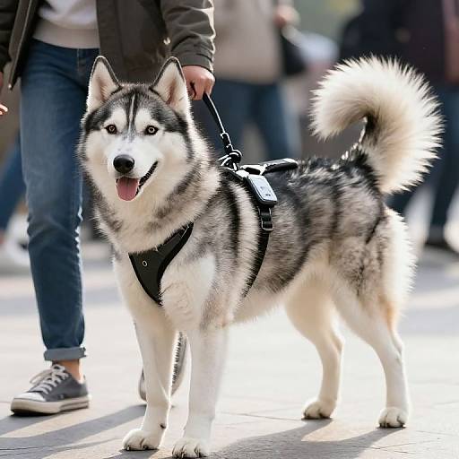 Siberian Husky Service Dog in Urban Scene