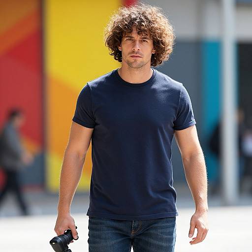 Realistic Curly Mullet Urban Portrait