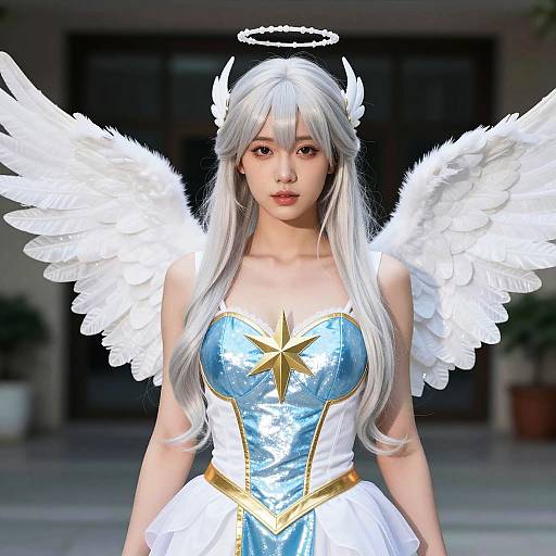 Ethereal Angelic Woman with Platinum Hair