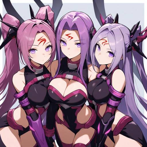 Medusa Rider and Her Purple-Haired Companions