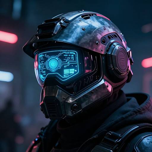 Futuristic Combat Helmet with HUD