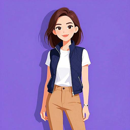 Smiling Woman in Casual Chic Outfit