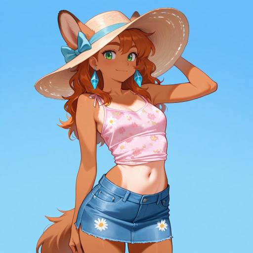 Cowgirl in Floral Tank Top and Denim Cowgirl in Floral Tank Top and Denim