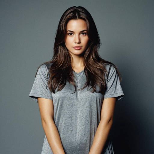 Realistic Portrait of a Woman in Grey Dress