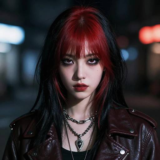 Goth Woman with Red Bangs