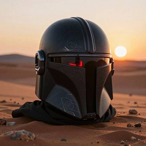 Matte Black Mandalorian Helmet Scene