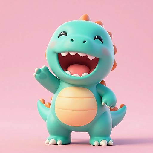 Happy Kawaii 3D Dinosaur Character