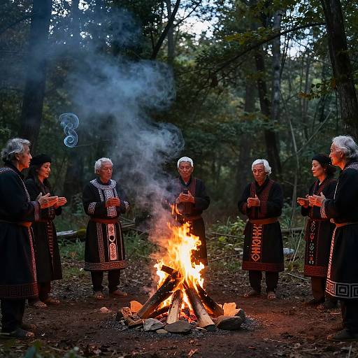 Ancient Ritual in Forest Clearing