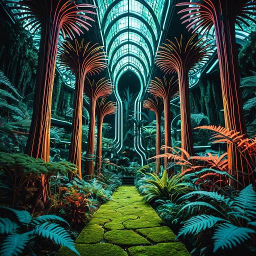 Futuristic Neon Cyberforest Garden