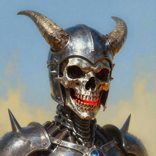 Metallic Skeletal Warrior Digital Art