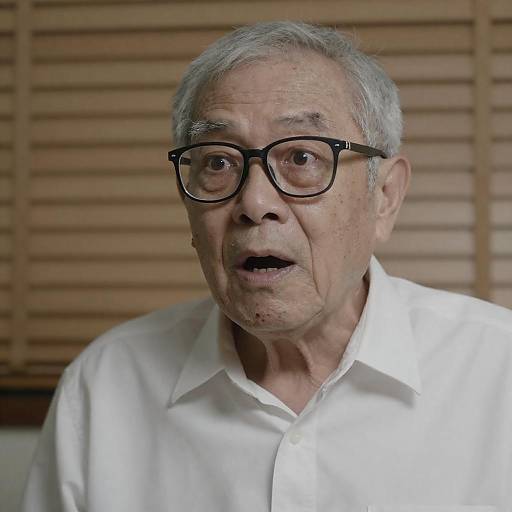 Shocked Old Man with Bloodstained Shirt