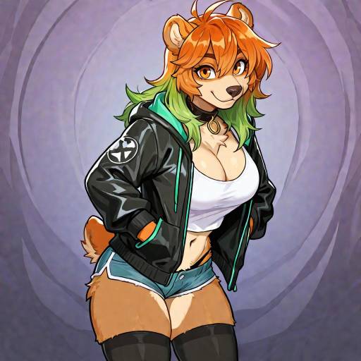 Furry Girl with Multicolored Hair