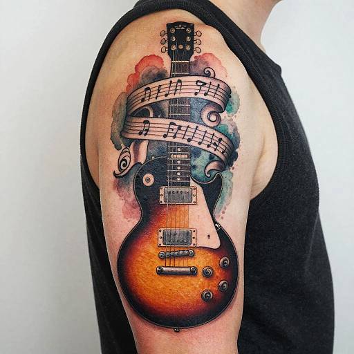 Vintage Les Paul Guitar Tattoo Design