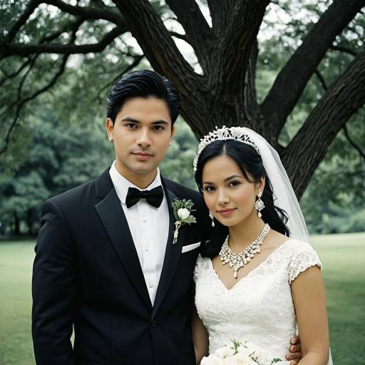 Charming Couple in Traditional Wedding Attire