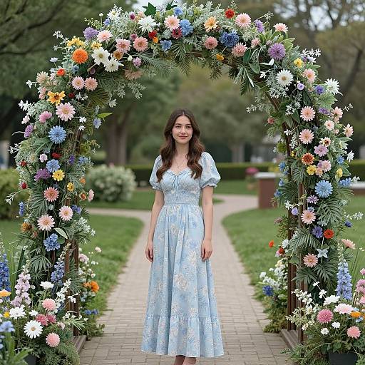 Young Woman in Floral Archway