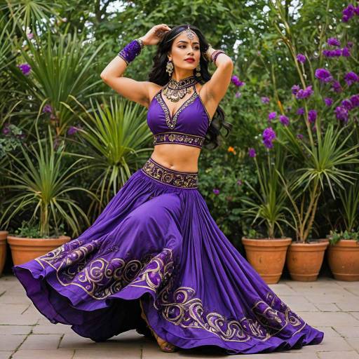 Traditional Belly Dancer in Purple Outfit