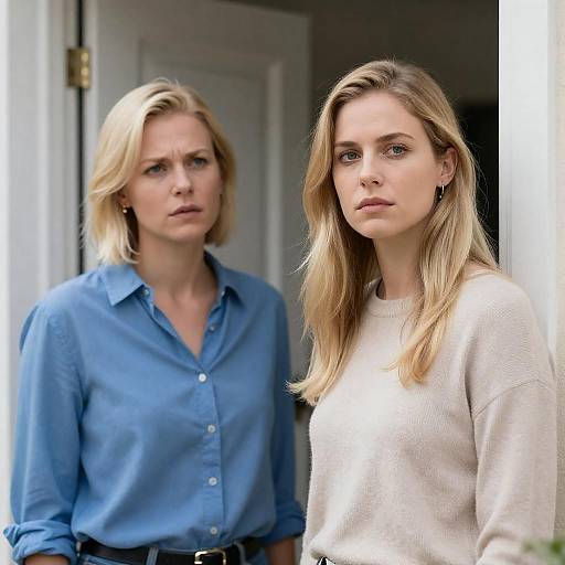 Two Women by a White-Framed Door