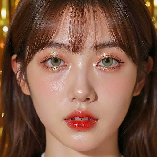 Close-up of Woman with Glittery Makeup