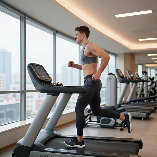 Young Man Sprinting in City Gym