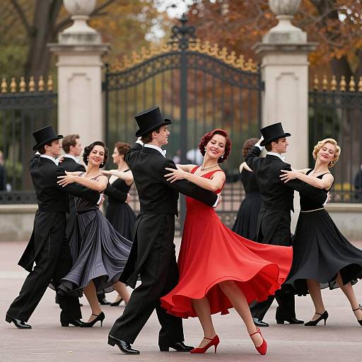 Elegant Ballroom Dancing in Autumn Park