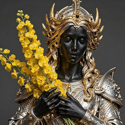 Ivory and Gold Genista Sculpture