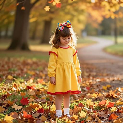 Young Girl in Autumn Forest Scene