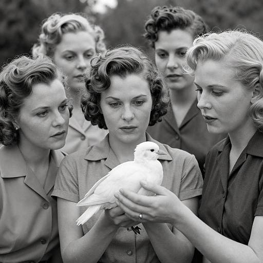 1940s Women Holding White Bird