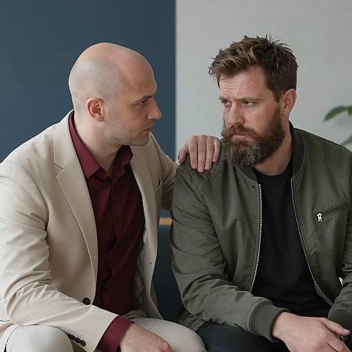 Two men sharing a serious moment