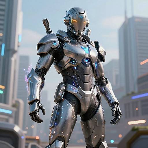 Armored Hero in Futuristic Cybersuit