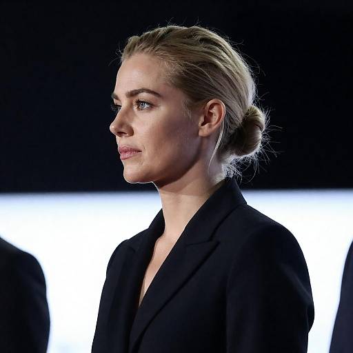 Dramatic Side-Profile Blonde Woman Portrait