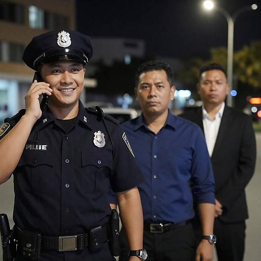 Nighttime Urban Scene with Three Men