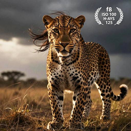 Cinematic Storm Portrait of African Leopard
