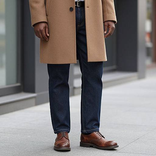 Man in Brown Overcoat and Jeans