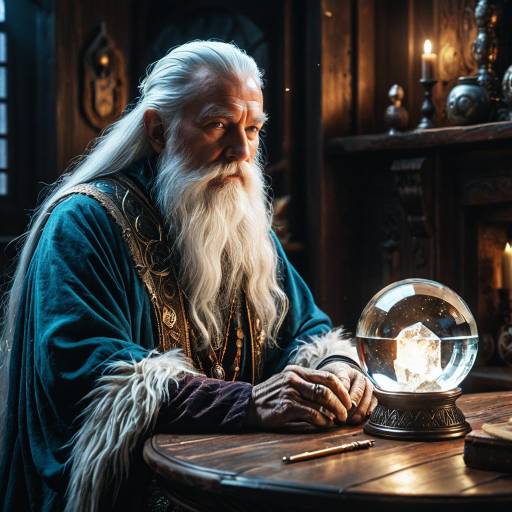 Wise Elderly Wizard with Crystal Orb