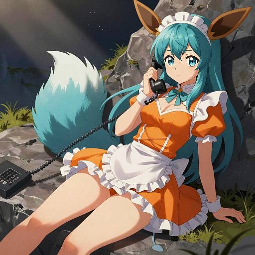 Cyan Glaceon Maid Portrait