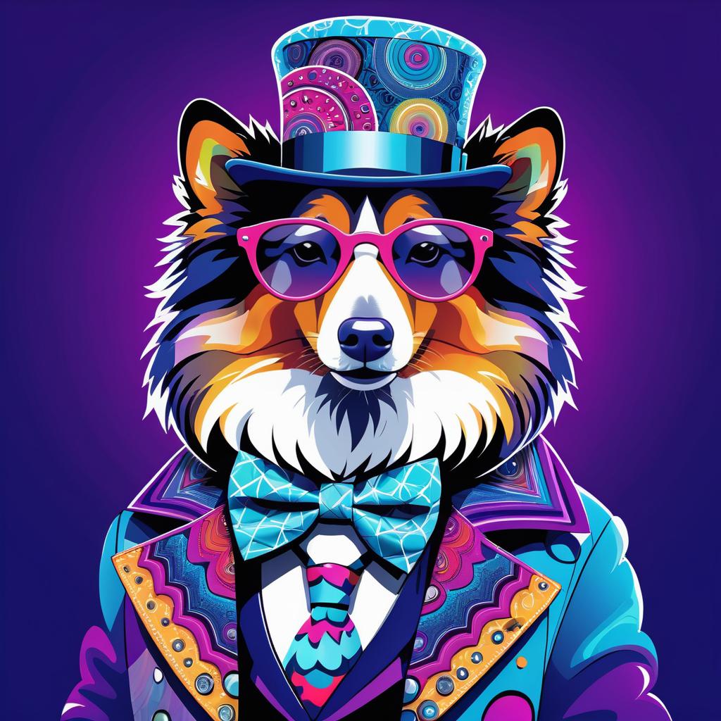 Psychedelic Shetland Sheepdog Fashion Portrait