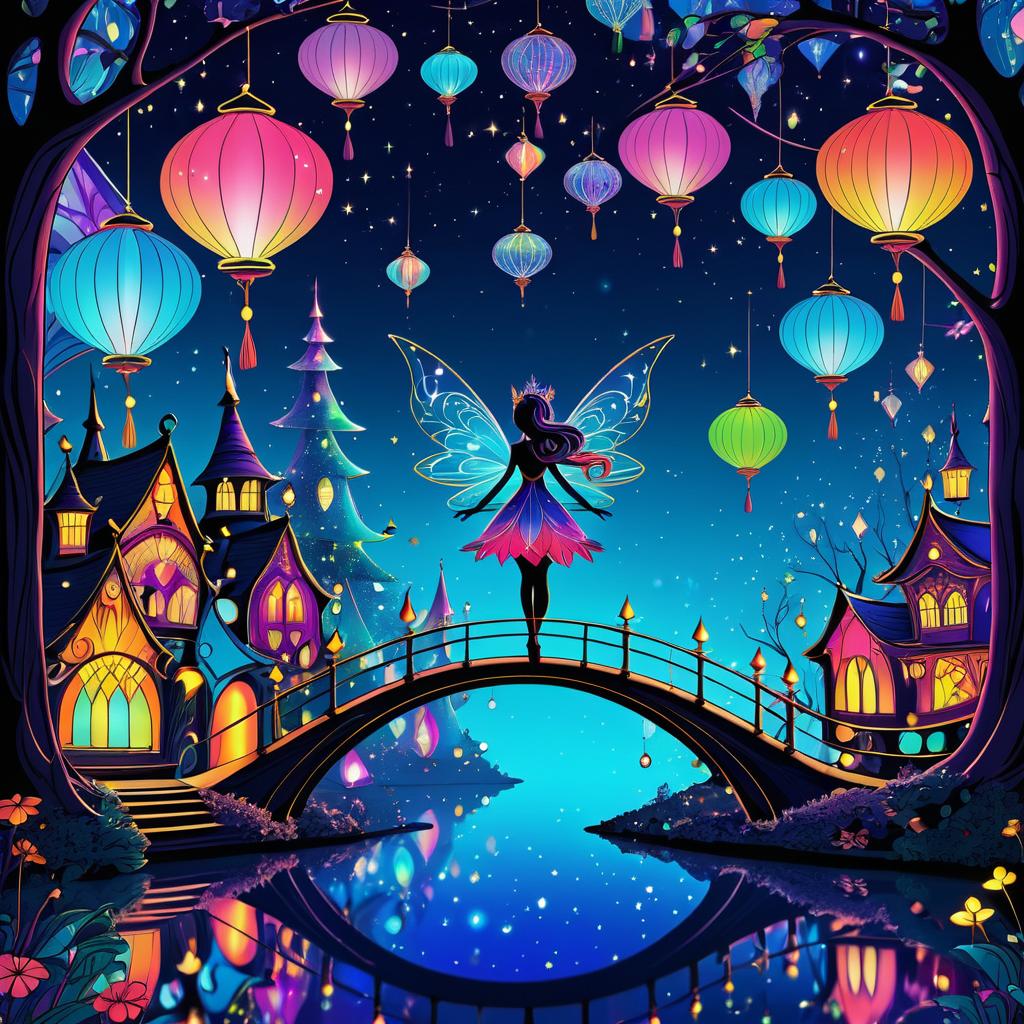 Whimsical Fairy at a Cosmic Pier