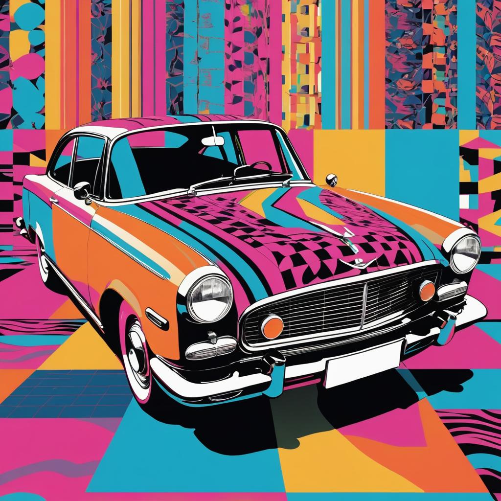 Retro Warhol-Inspired Classic Car Art