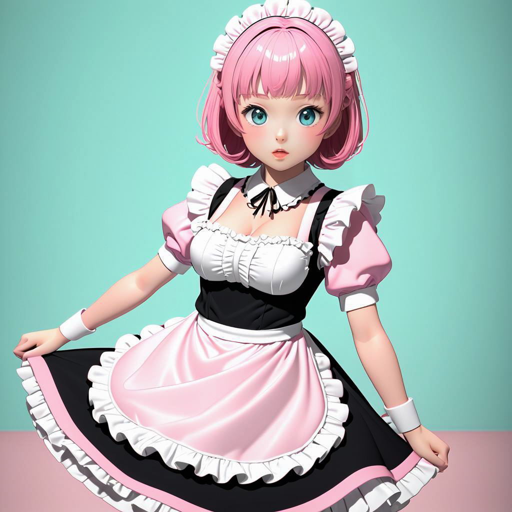 Surprised Pink-Haired Maid in Classic Uniform