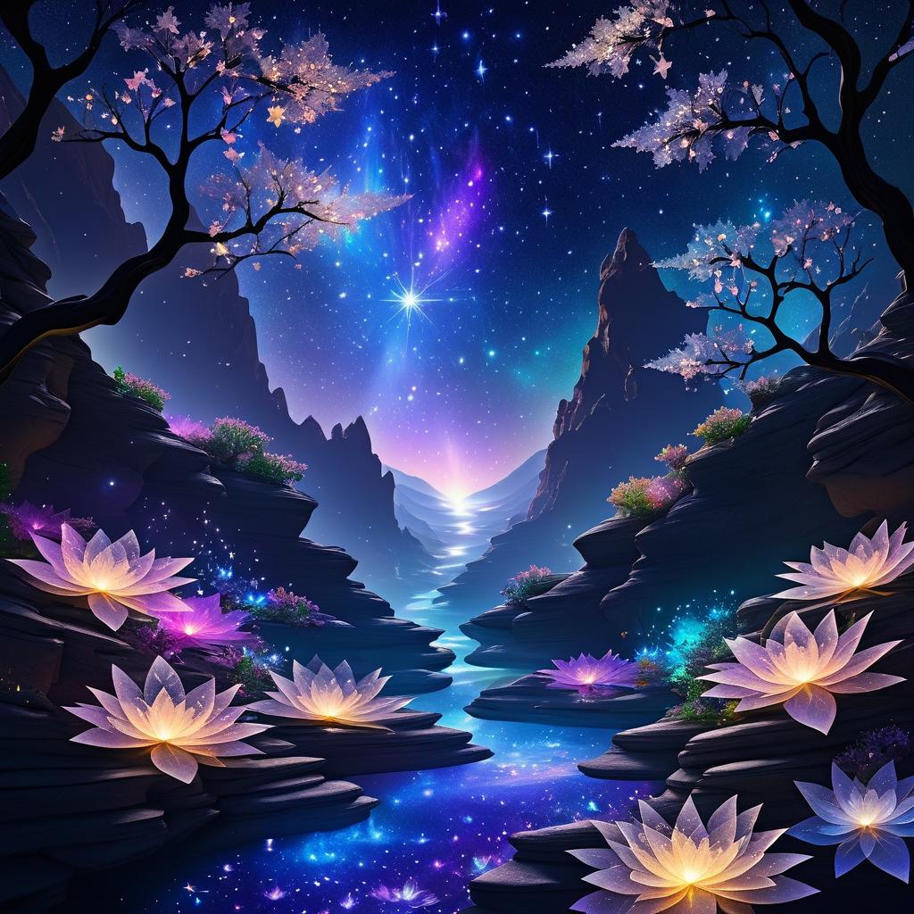 Enchanting Starry Landscape with Whispers