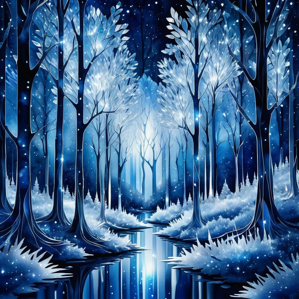 Ethereal Crystal Forest in Moonlight