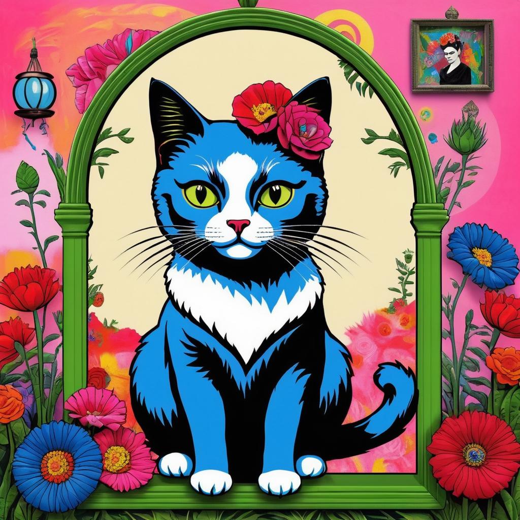 Fantasy Cat Illustration in Pop Art Style