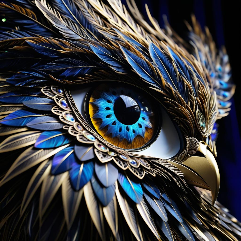 Cinematic Micro Photo of Owl's Eye