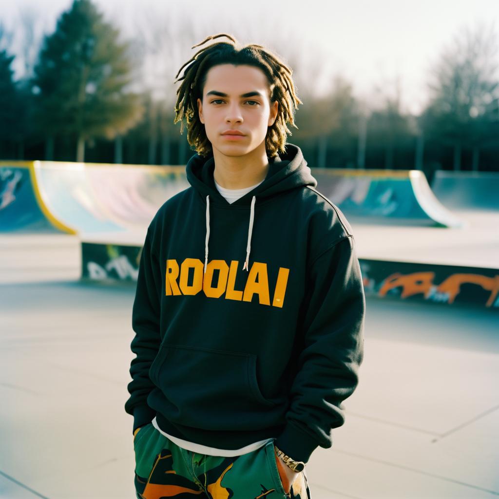 Confident Young Man at Skate Park