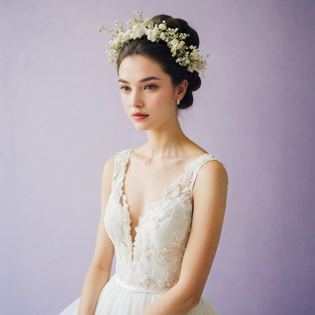 Elegant Bridal Portrait in Lilac Studio