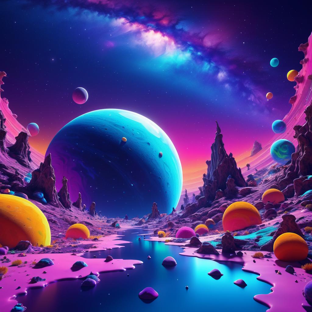 Vibrant Cosmic Wasteland Art Scene