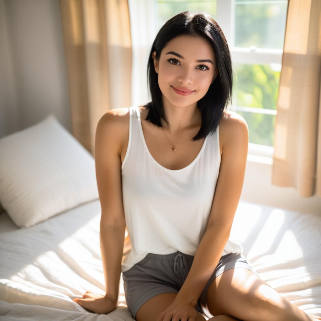 Bright and Natural Bedroom Portrait