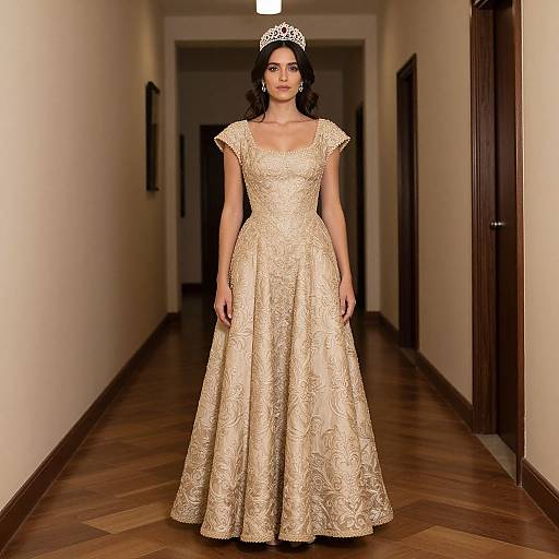 Elegant Spanish Gown with Tiara