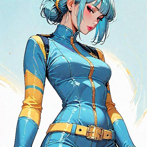 Solo Character in Blue Catsuit